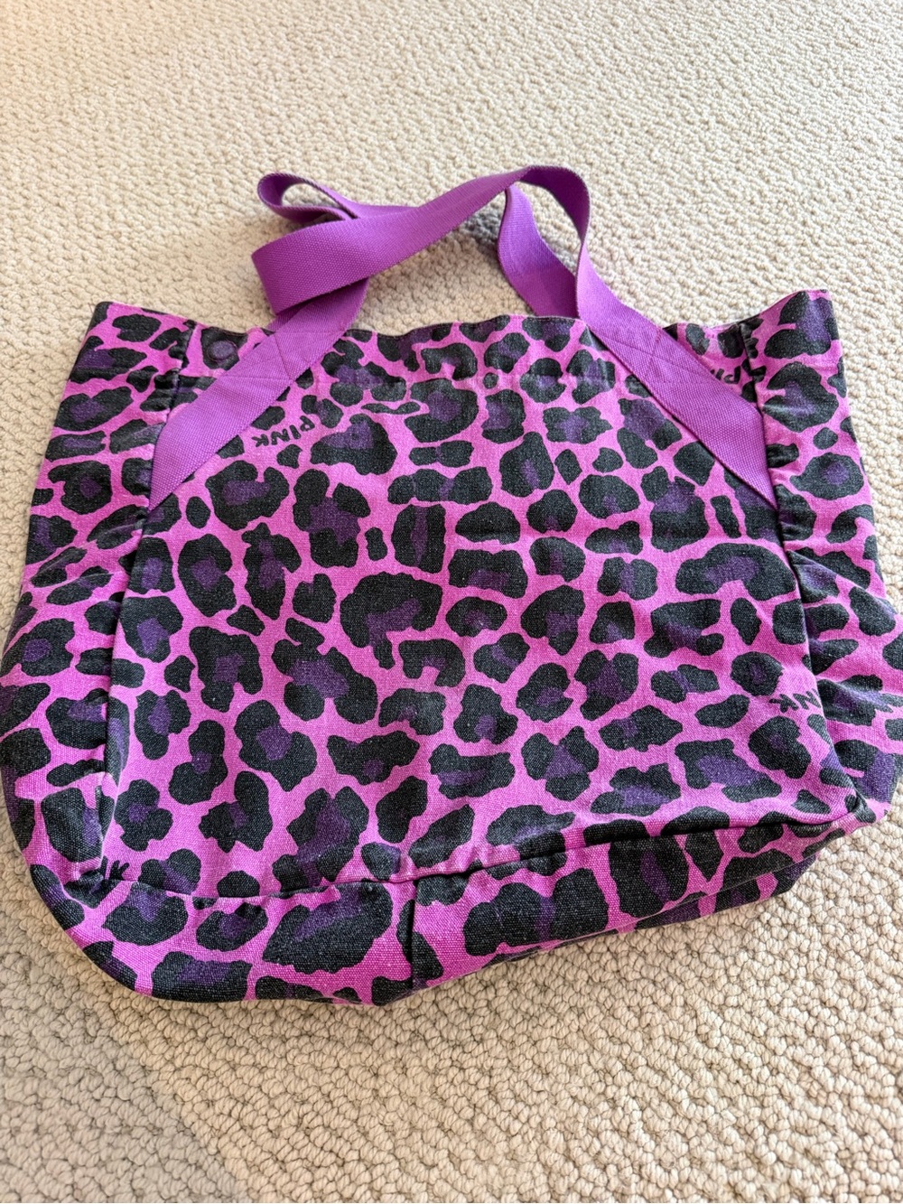 PINK Victoria's Secret Purple Leopard Print Tote Bag - Picture 5 of 5